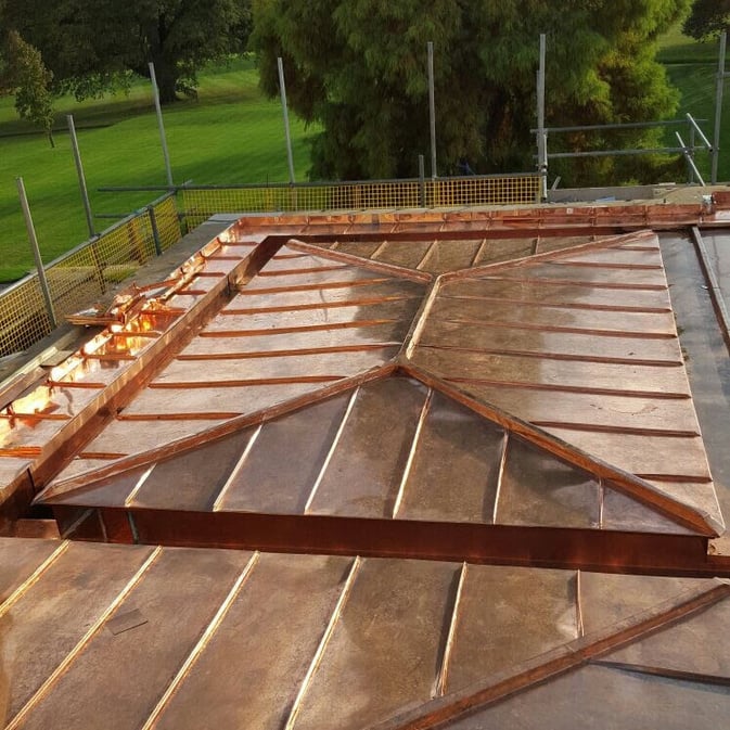 Stunning traditional copper roof with internal gutters. 